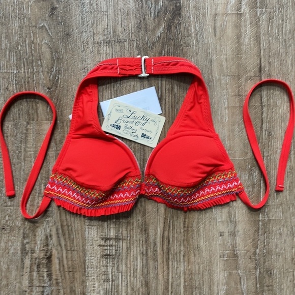 Lucky Brand Swimsuit Top Red Spice Small - Picture 1 of 6